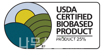 USDA 바이오 소재 기반 제품 인증(USDA Certified Biobase d Product) 로고. <br>