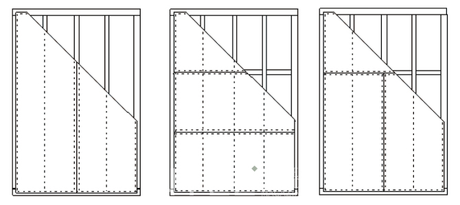 면재의 세로붙임 / 면재의 가로붙임 / 면재의 종횡붙임그림4.3 면재의 부착방식의 예시