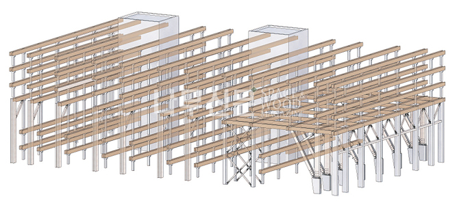 프리캐스트 콘크리트 + 글루램 이중보 구조시스템. TSC 구조 시스템