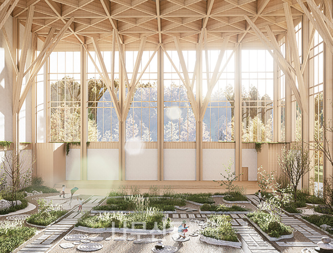 2F Grass Roof. 1F Cafe. Exhibition Hall.